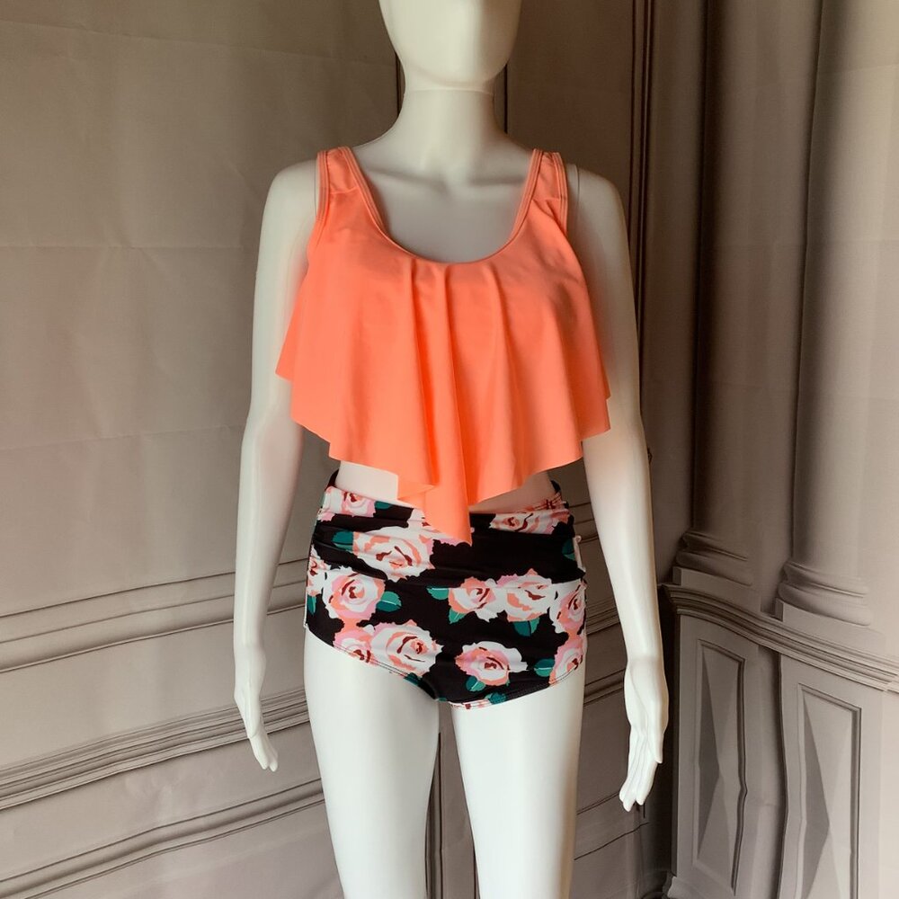 **Summer Mae** Swimsuit Flounce Top High Waist **READ SIZE**